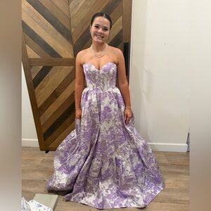 Sherri Hill Purple and White Prom Dress